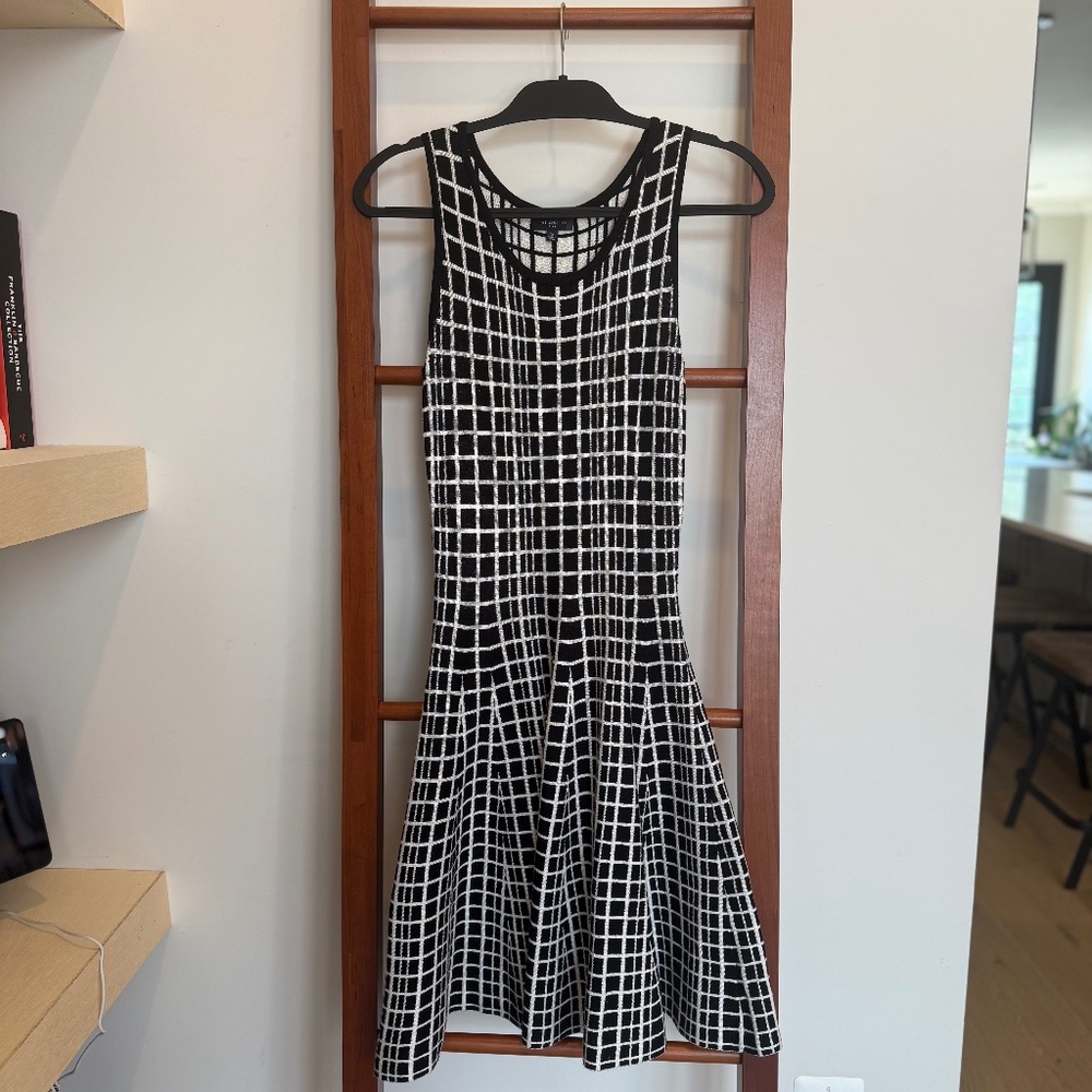 The Limited Patterned Drop Waist Sweater Dress – Black & White – Size XS